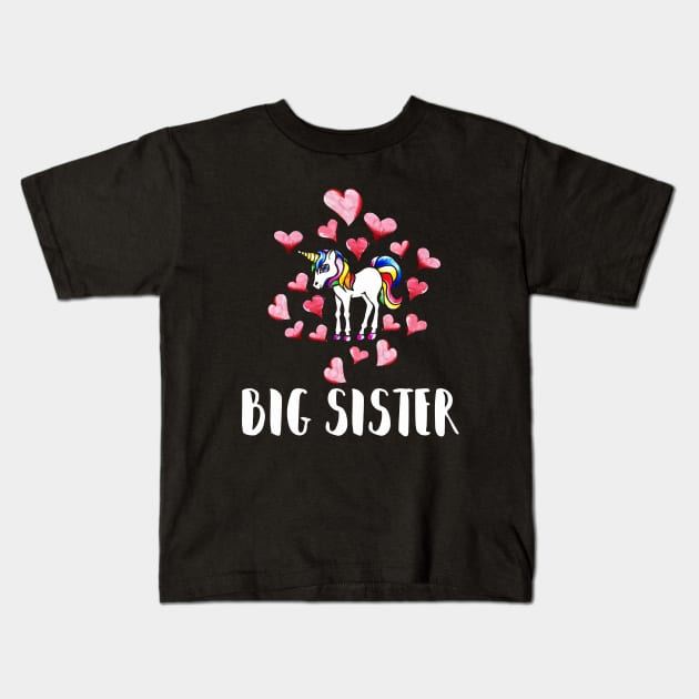 Big sister retro unicorn Kids T-Shirt by bubbsnugg